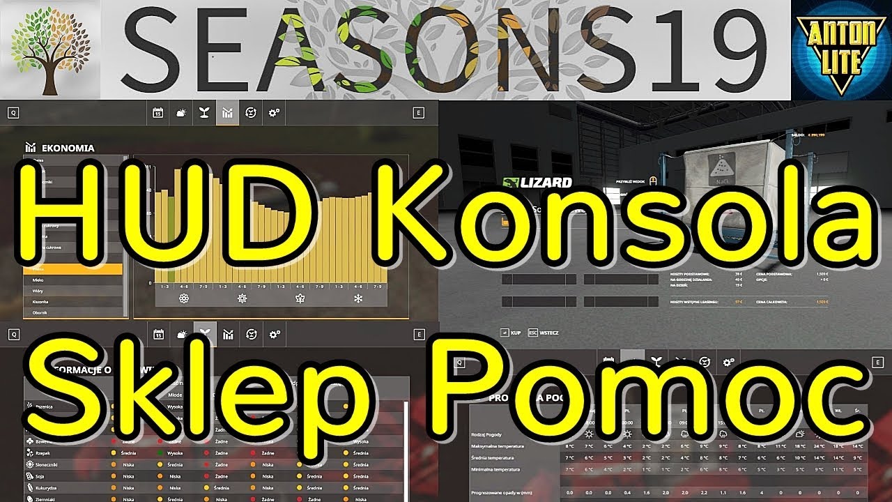 HUD, Konsola, Sklep i Pomoc w SEASONS - SEASONS19 Poradnik - FS 19 - AntonLite