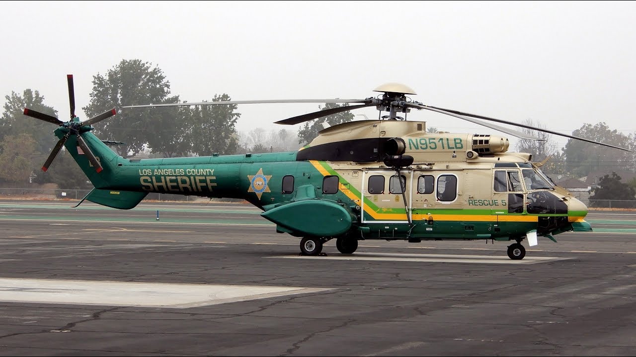 AS332 Super Puma Start-Up & Takeoff Los Angeles County Sheriff N951LB Airbus H215