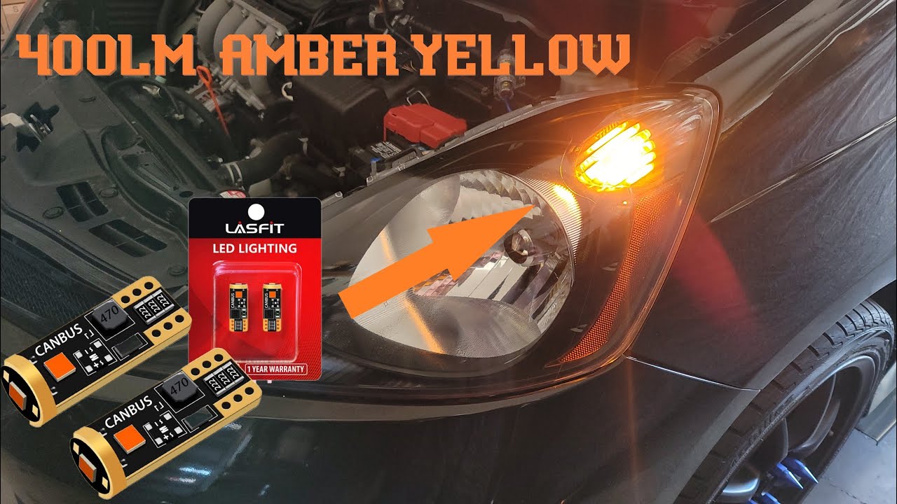 LASFIT 194 168 T10 2825 LED Bulb Amber Yellow Canbus Error Free 400LM