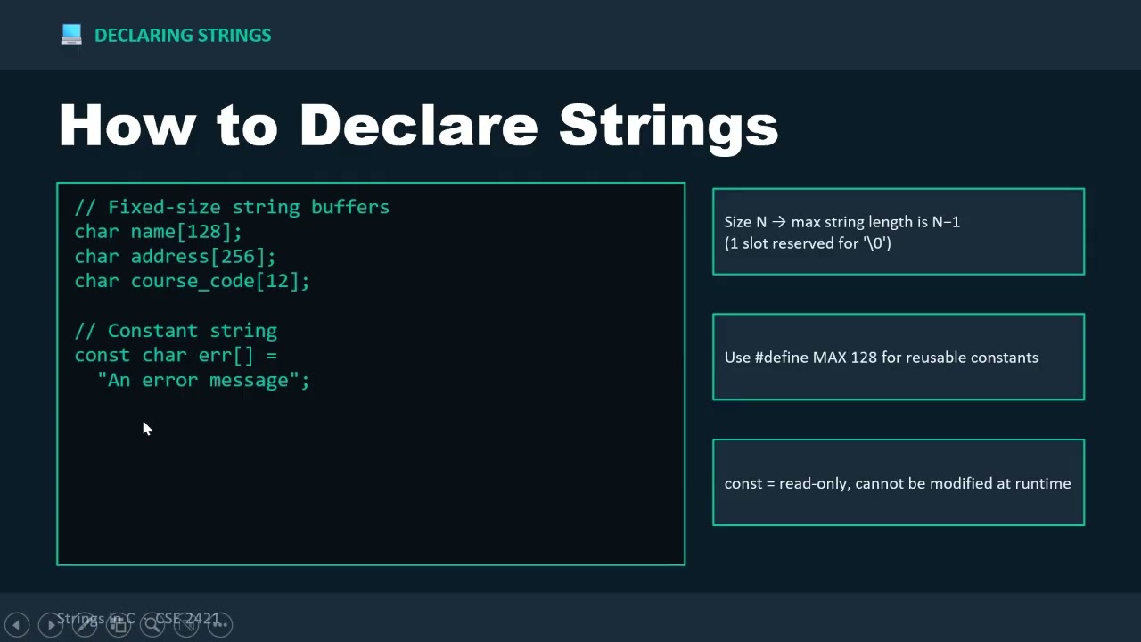 CSE 2421 Strings in C