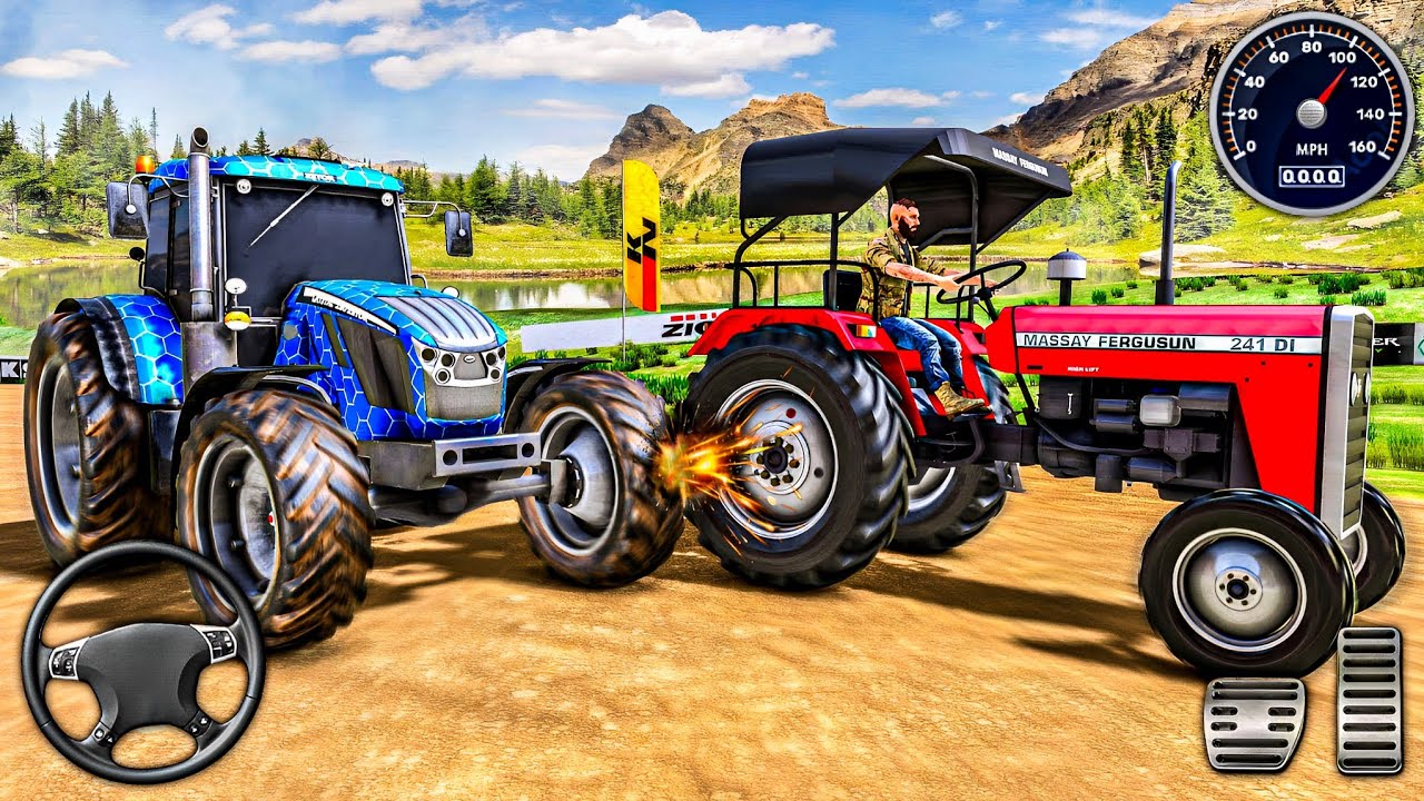 Offroad Tractor Racing Simulator 2025 - Cargo Tractor Trolley Driver 3D  : Android Gameplay