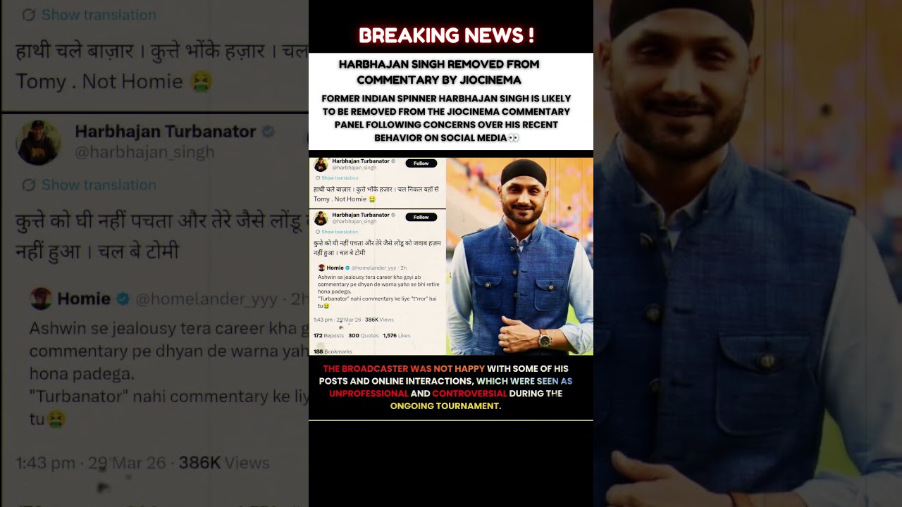 Harbhajan Singh removed from commentary panel after social media controversy 😳📉