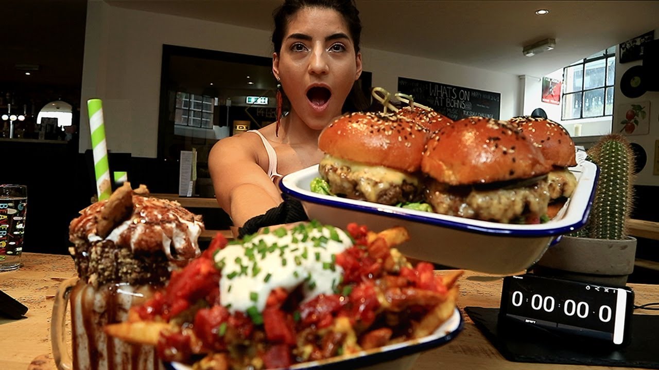 Girl Vs. Bohns Burger challenge | Four Burger, fries & Milkshake | GirlVs.food