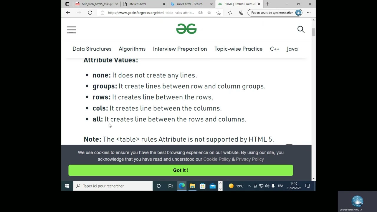 12.HTML: Correction Atelier les Tableaux et Map