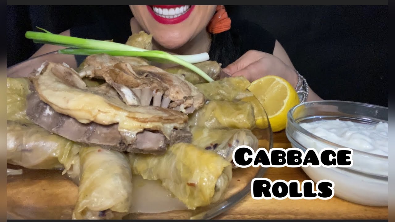 Asmr cook & eat  cabbage rolls Golabki  طبخ محشي الملفوف حجم كبير