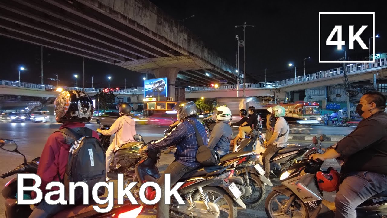 [4K] Bangkok City Tour | Drive Rama Ⅳ Road in Bangkok at Night | Motorcycle Taxi | Thailand 2021