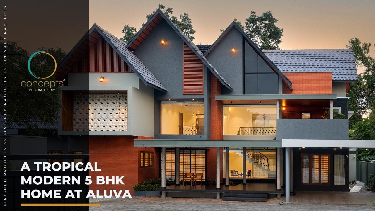 A Tropical Modern 5 BHK Home at Aluva | Concepts Design Studio