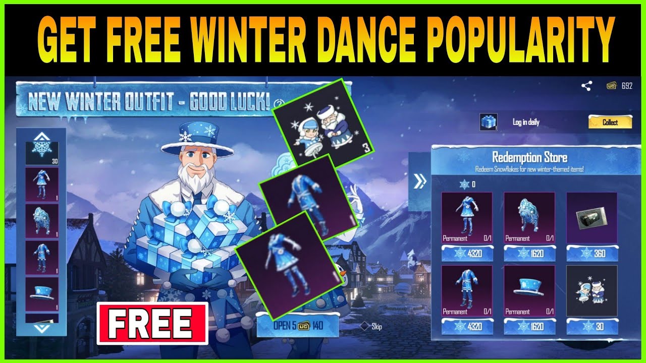 GET WINTER DANCE POPULARITY & PERMANENT WINTER OUTFIT || PUBG MOBILE WINTER BLESSINGS NEW EVENT