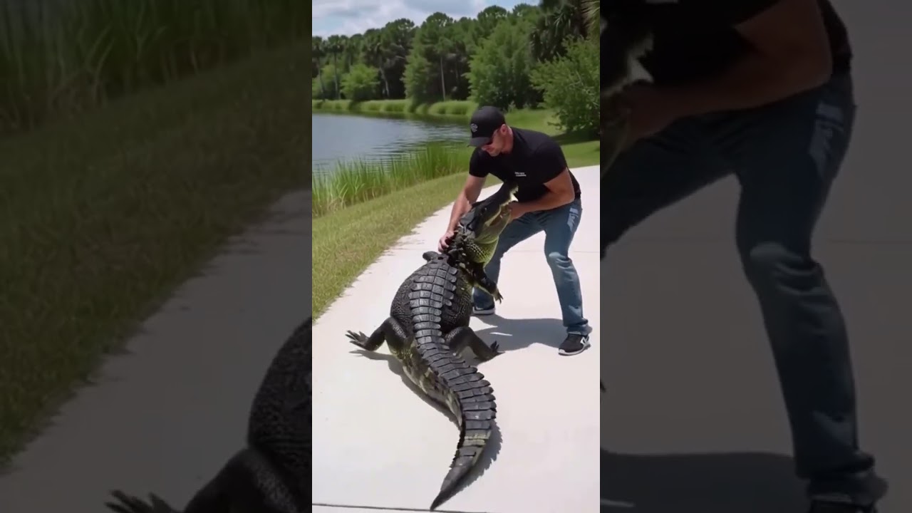 caught this dude wrestling and alligator #alligator #alligators