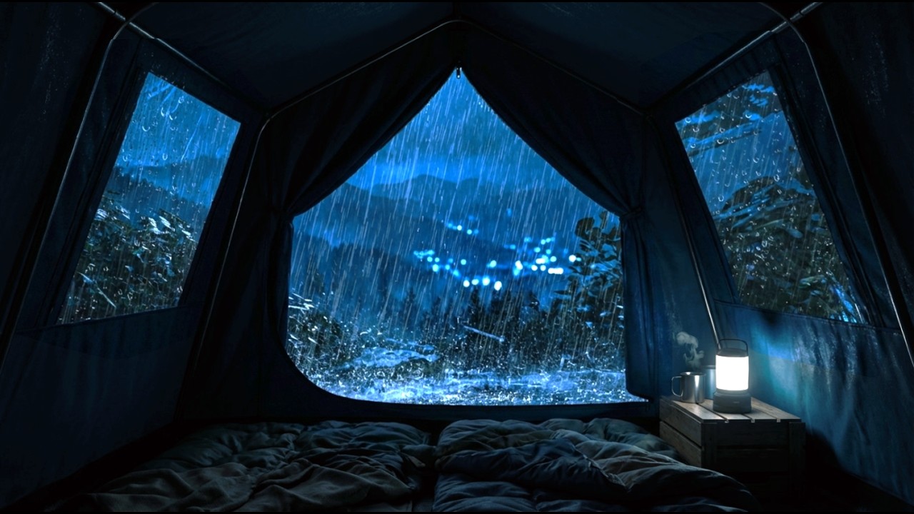 🔴 Torrential Rain Sounds for Sleep in a Silent Forest Shelter 🌧 | Dark Night Ambience
