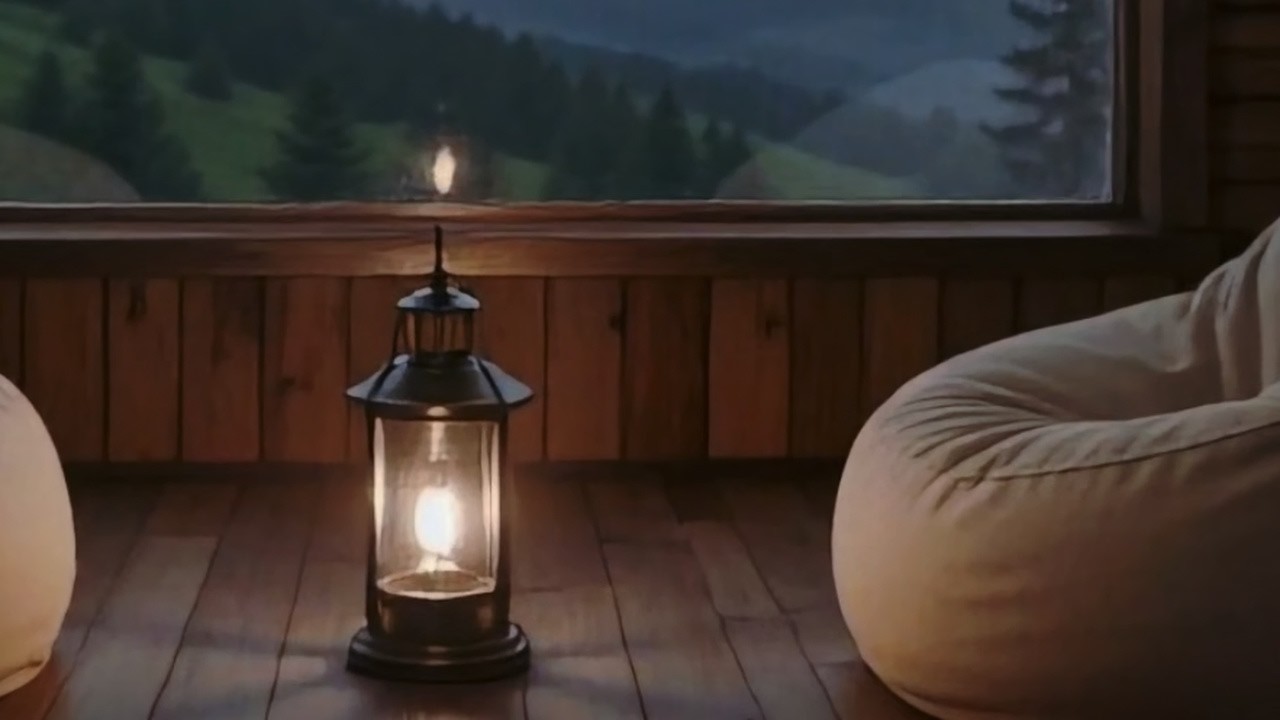 Background Ambience with Rain and Wind | Calm Evening Cabin Interior | 3 Hours