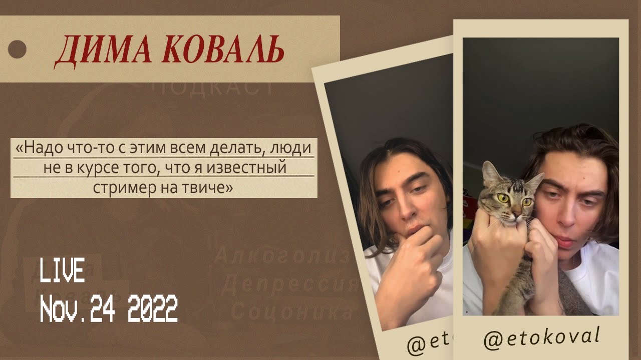 Дима Коваль, его кошка и прыщ в прямом эфире инстаграм //24.11.22//