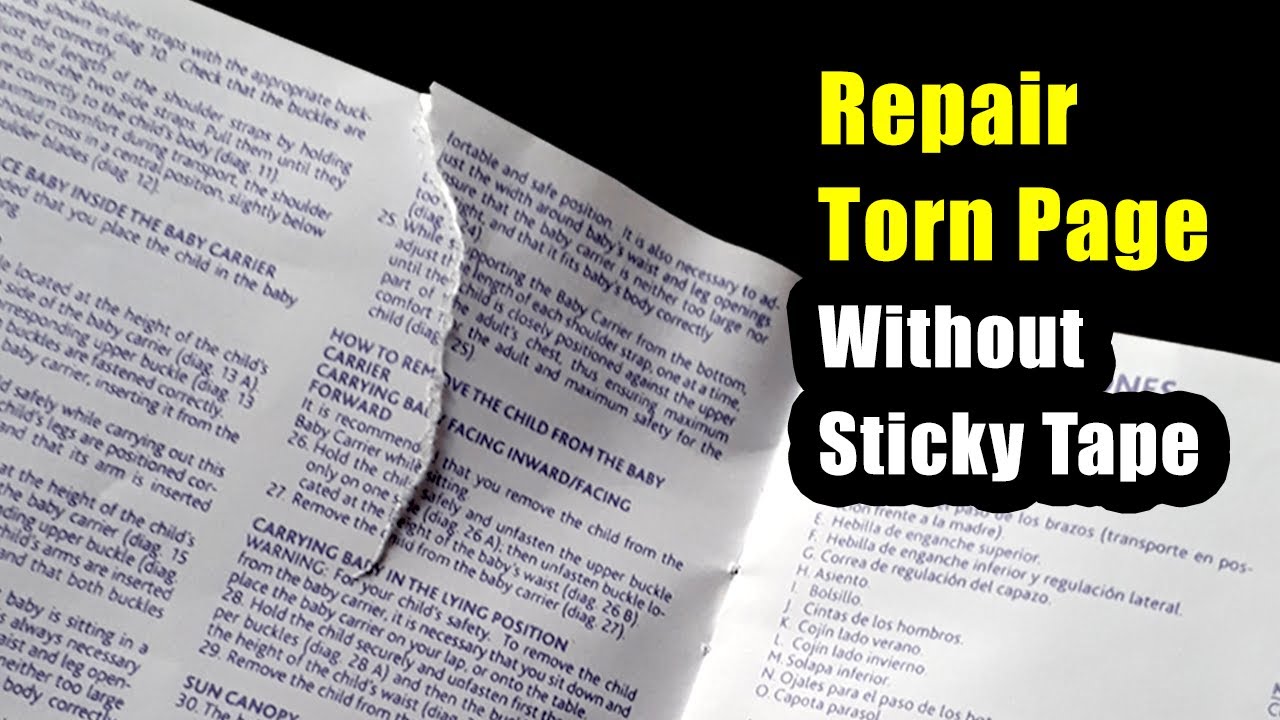 How to repair torn pages in a book | Without sticky tape