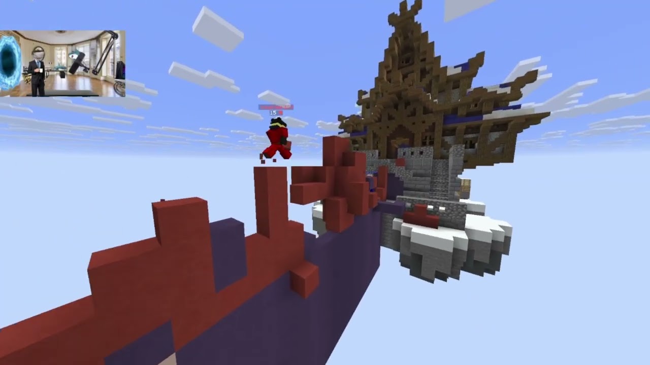 Rage bating a cocky player on Hypixel bridge duels.