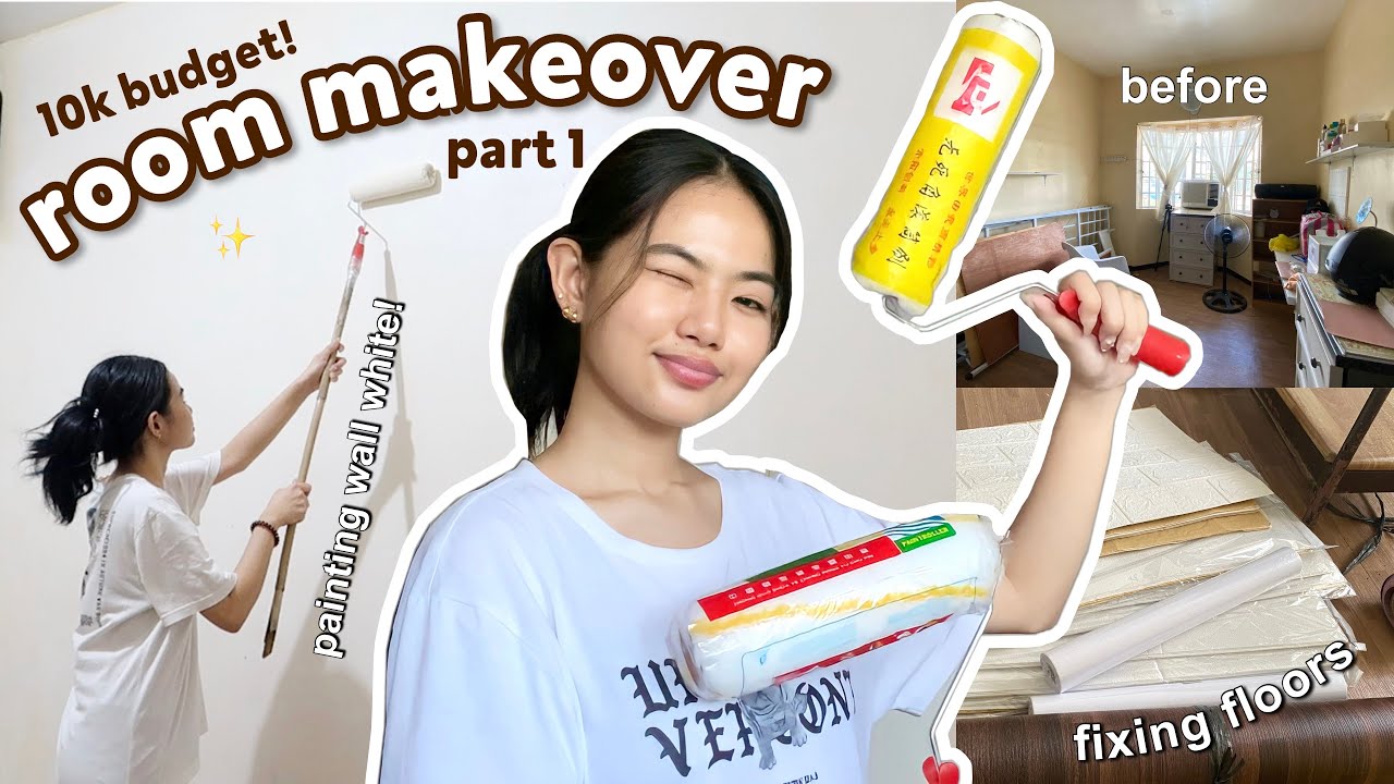 [ BUDGET ROOM MAKEOVER ] pt. 1: Painting my Wall and Floor! 🎨 + Plan, Budget & Sources