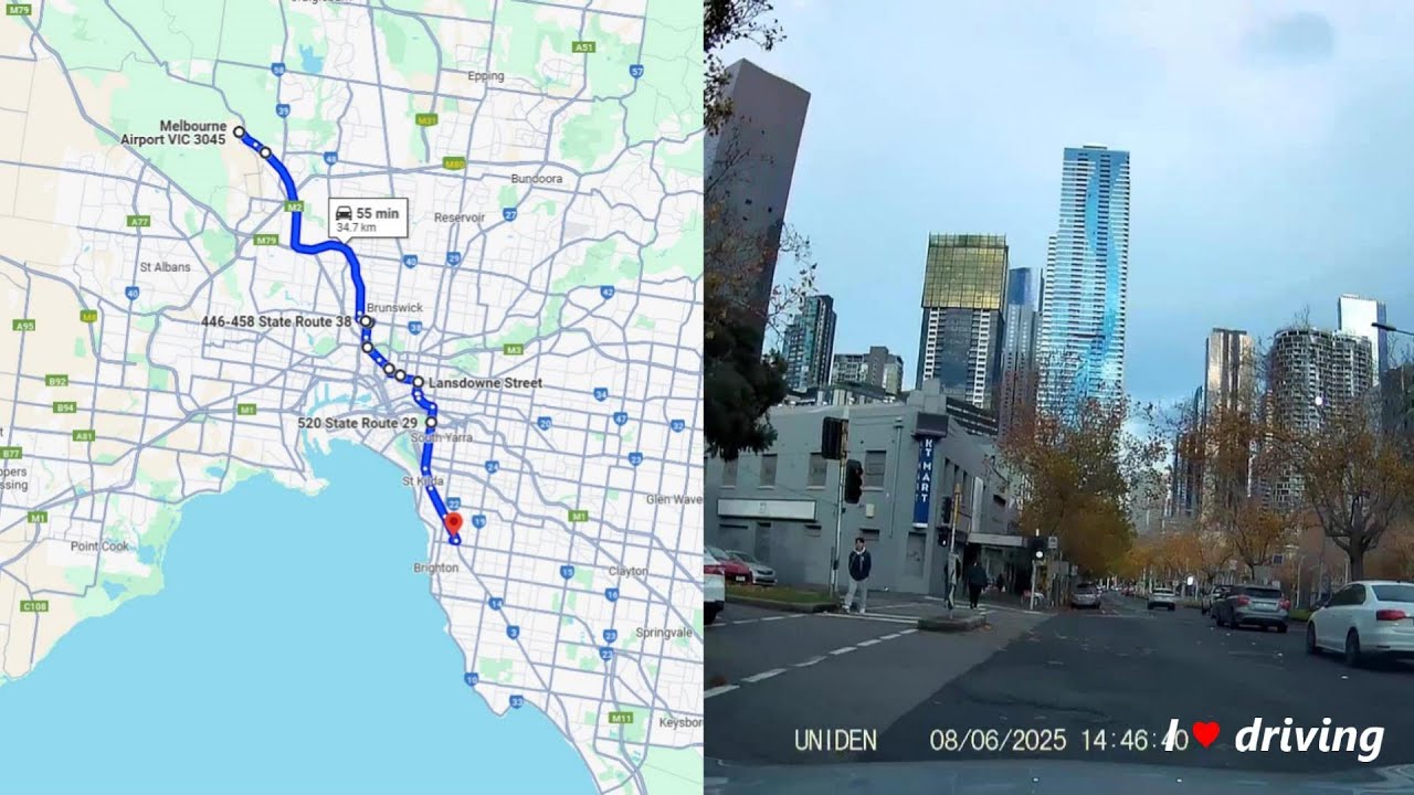 4K DASH CAM AUSTRALIA, VICTORIA, MELBOURNE. Driving from Tullamarine Airport to Brighton