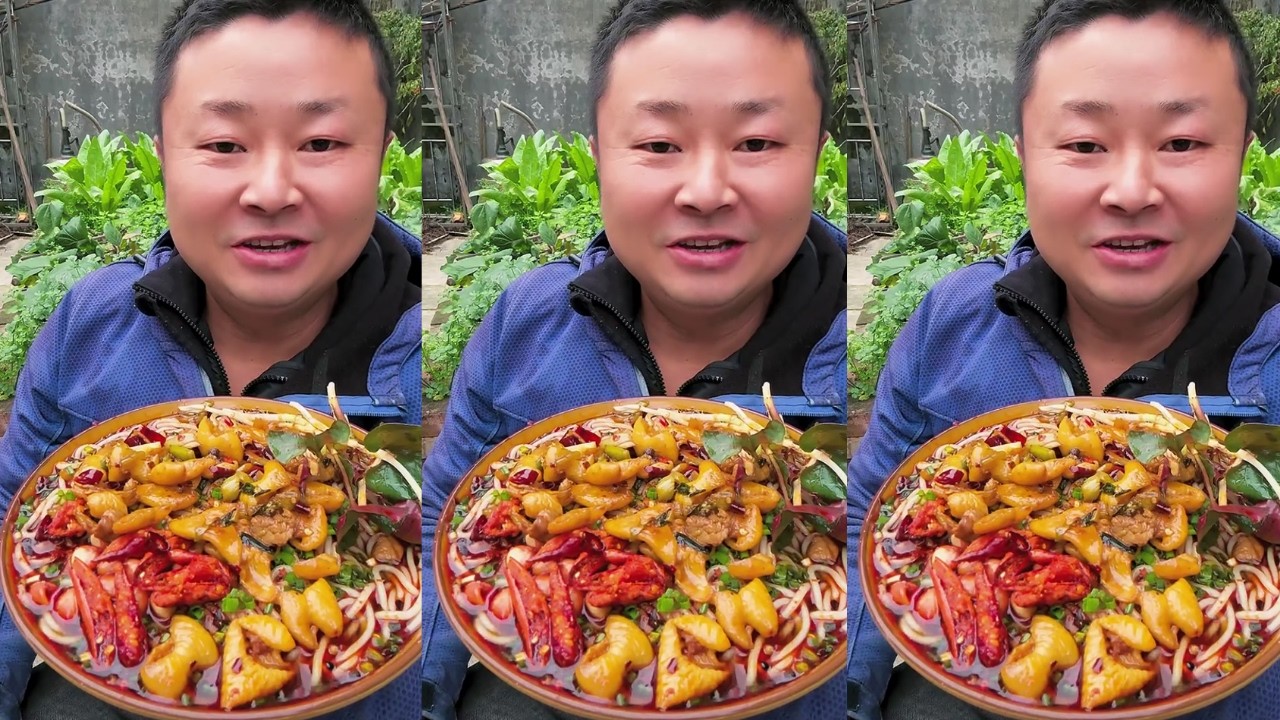 🥵 EXTREME SPICY NOODLES with Pork Belly | Village Kitchen Eating Show