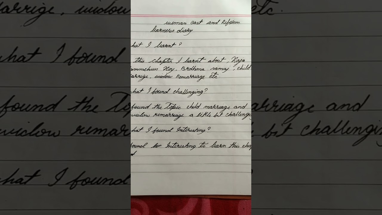 (history) woman cast and reform larners diary (class 8).