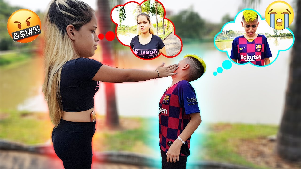 GIGANTE APANHOU MUITO DA LOIRINHA * Deu um tapão na cara dele *