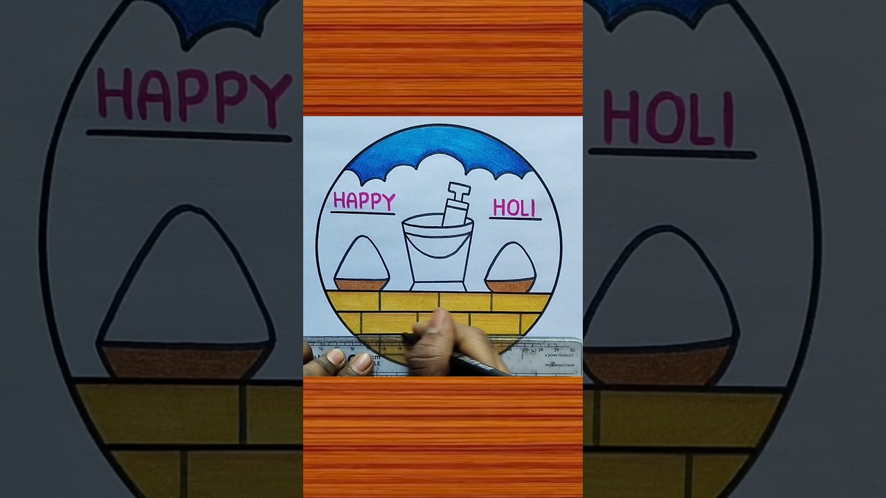 Happy Holi Drawing / Simple Holi Drawing / Holi Drawings #shorts #happyholi