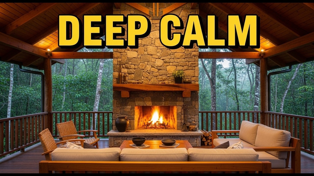 Cozy Winter Cabin Ambience ❄️ Crackling Fireplace & Snowy Window View (No Talking)