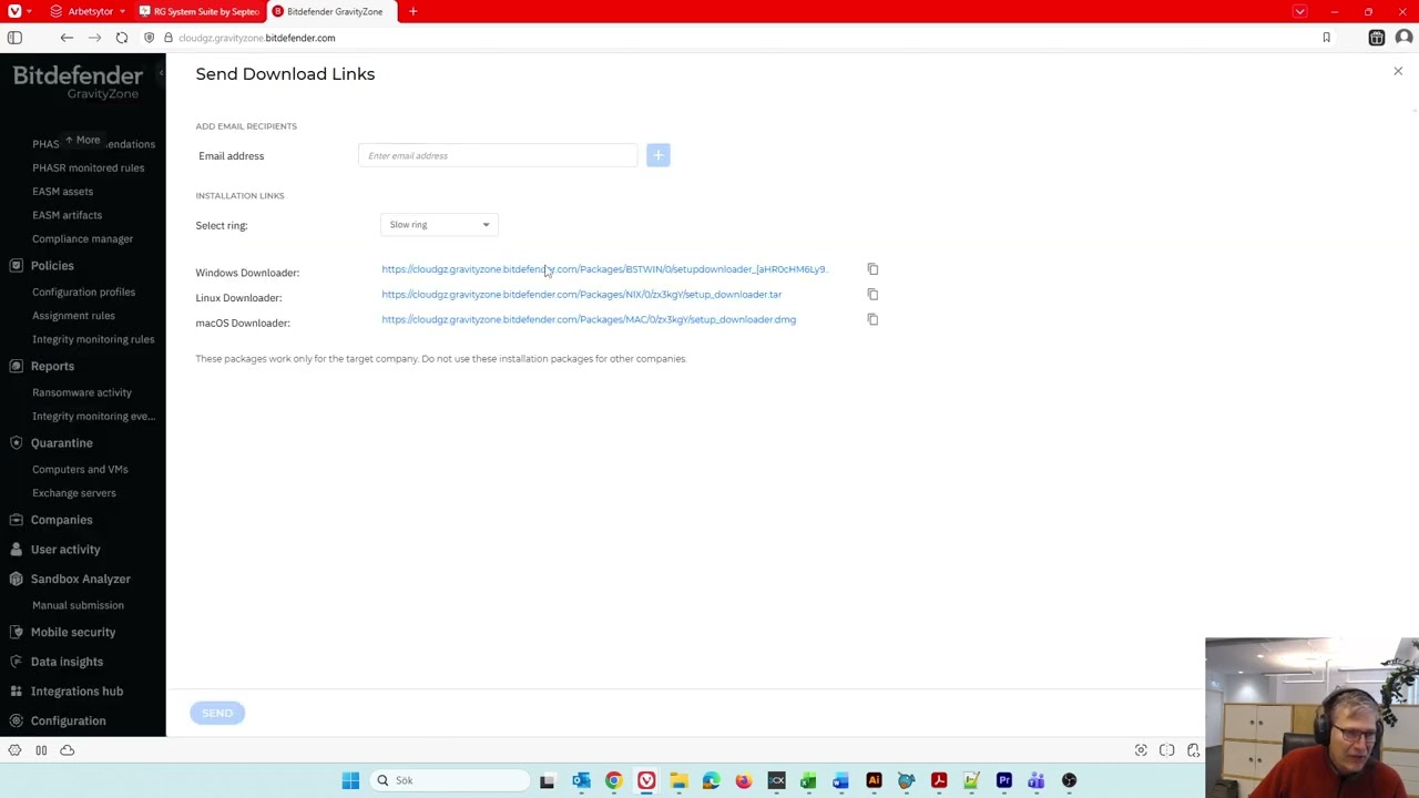 RG System suite - Aktivera och konfigurera Bitdefender (trial-läge)