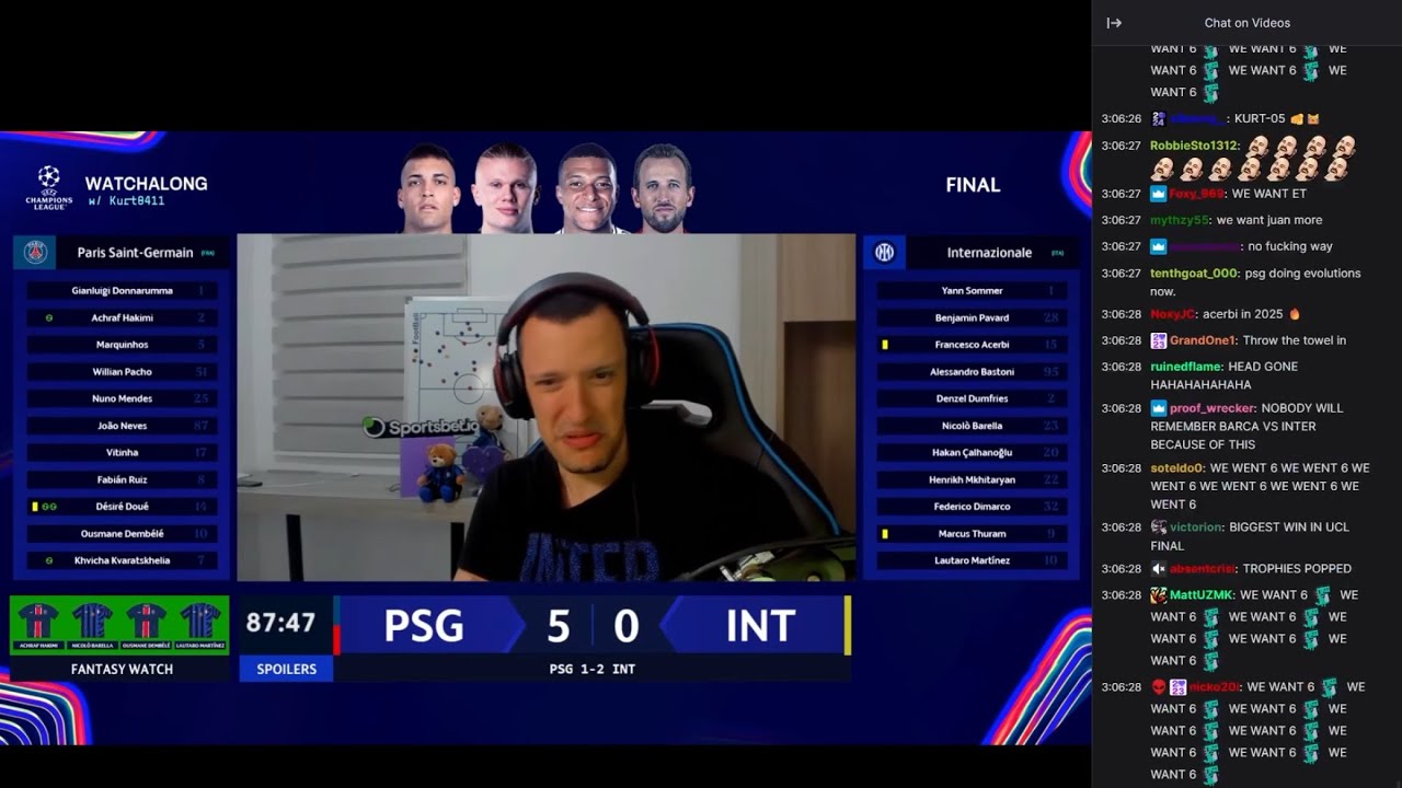 Kurt0411's head leaves Earth after Inter get nuked by PSG UCL 24/25 stream highlights