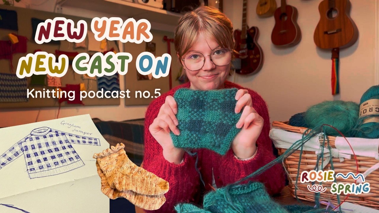 Gingham Lakes Pullover, Easy Knit Scoodie, and Lacey Mini Scarf | Knitting Podcast no.5