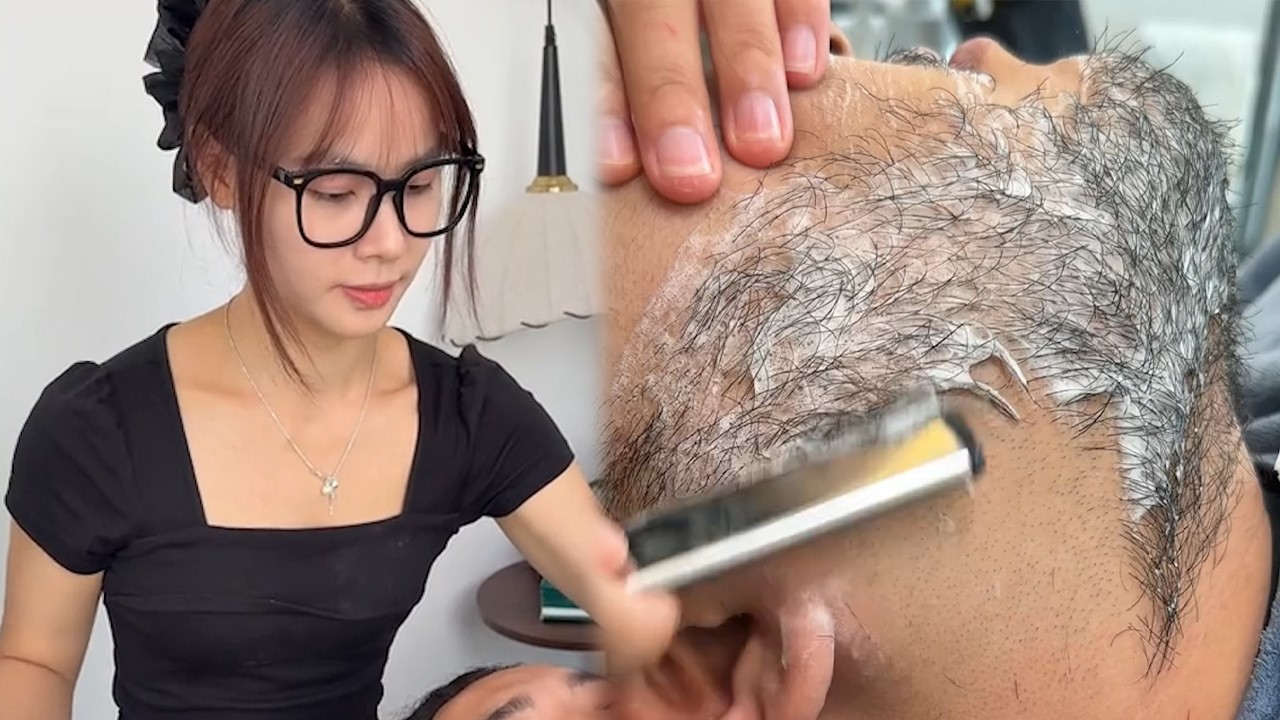 💈Facial cleaning！Lady Shaving！Removes dead skin and beards！Skin care！#barber #barbershop 27