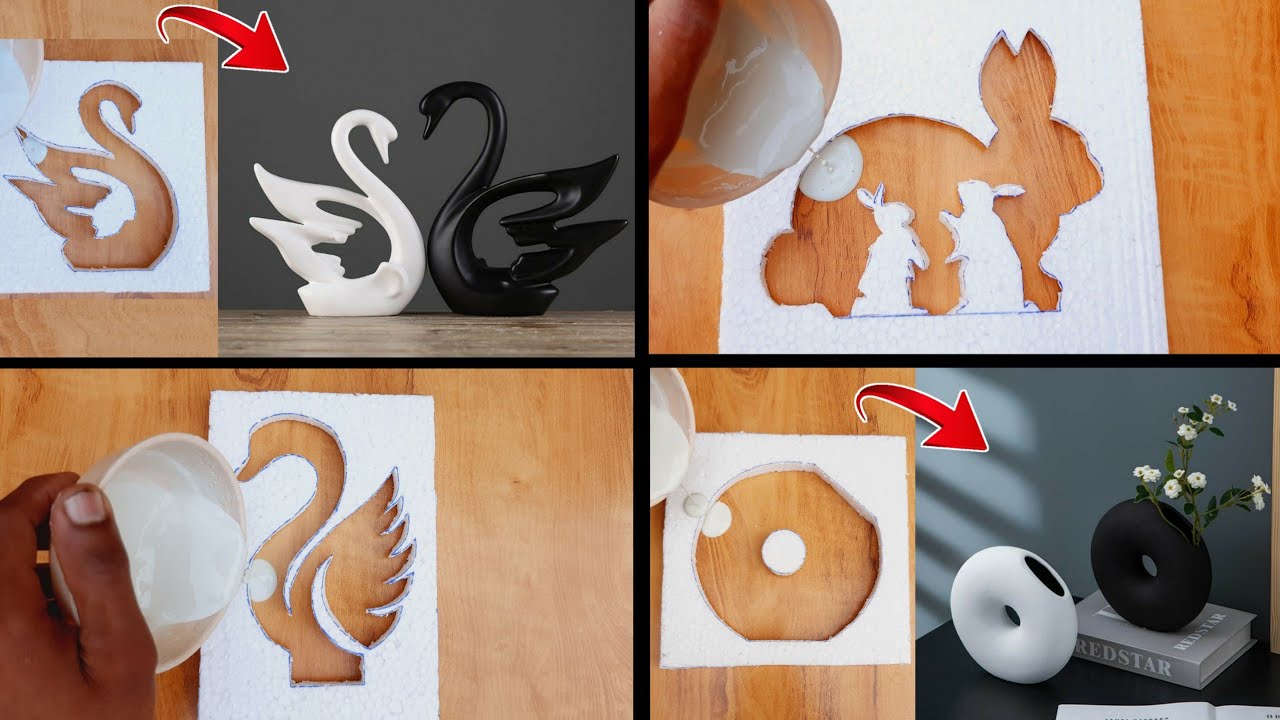 4 Easy White Cement Craft Ideas || Cement Craft Ideas || Home Decoration