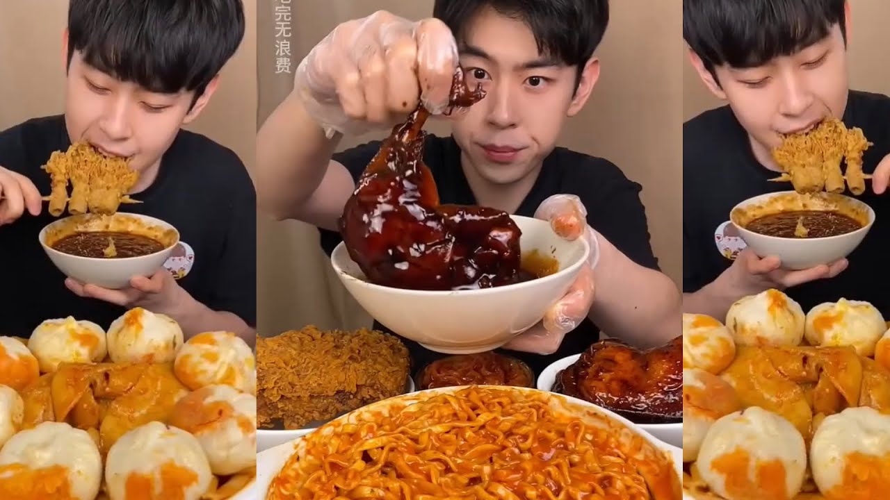 MUKBANG|FOOD|EAT|ASMR|NOODLES|ried chicken legs meet tomato turkey noodles!