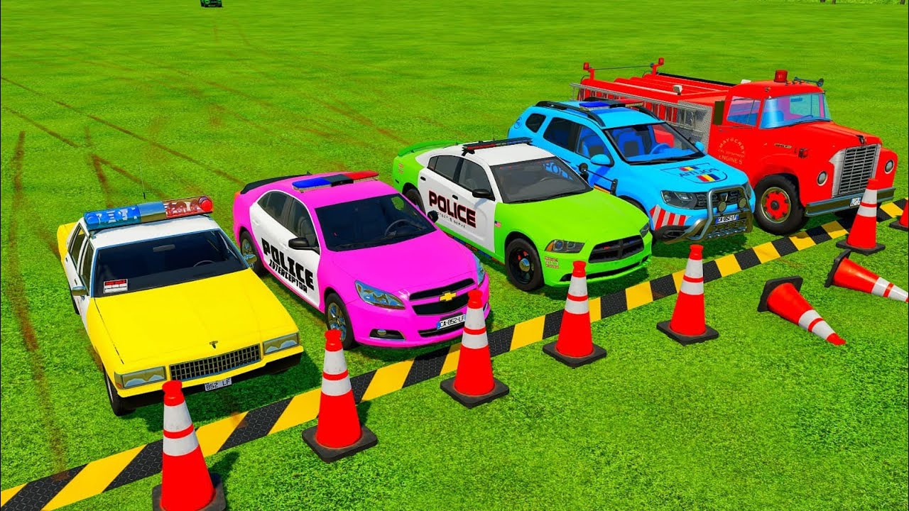 TRANSPORTING ALL POLICE CARS and AMBULANCE EMERGENCY VEHICLES WITH MAN TRUCKS! Farming Simulator 22