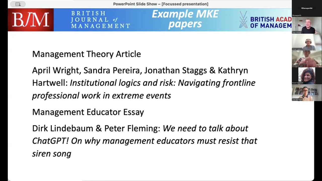 How to develop your work for BJM’s Management Knowledge and Education Section by Dr. Paul Hibbert