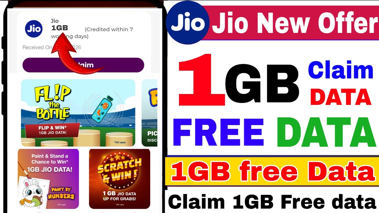 😍Jio Free 1GB data offer|Jio free 1GB data Claim|How to Get free 1GB data In Jio |Jio free data 2026