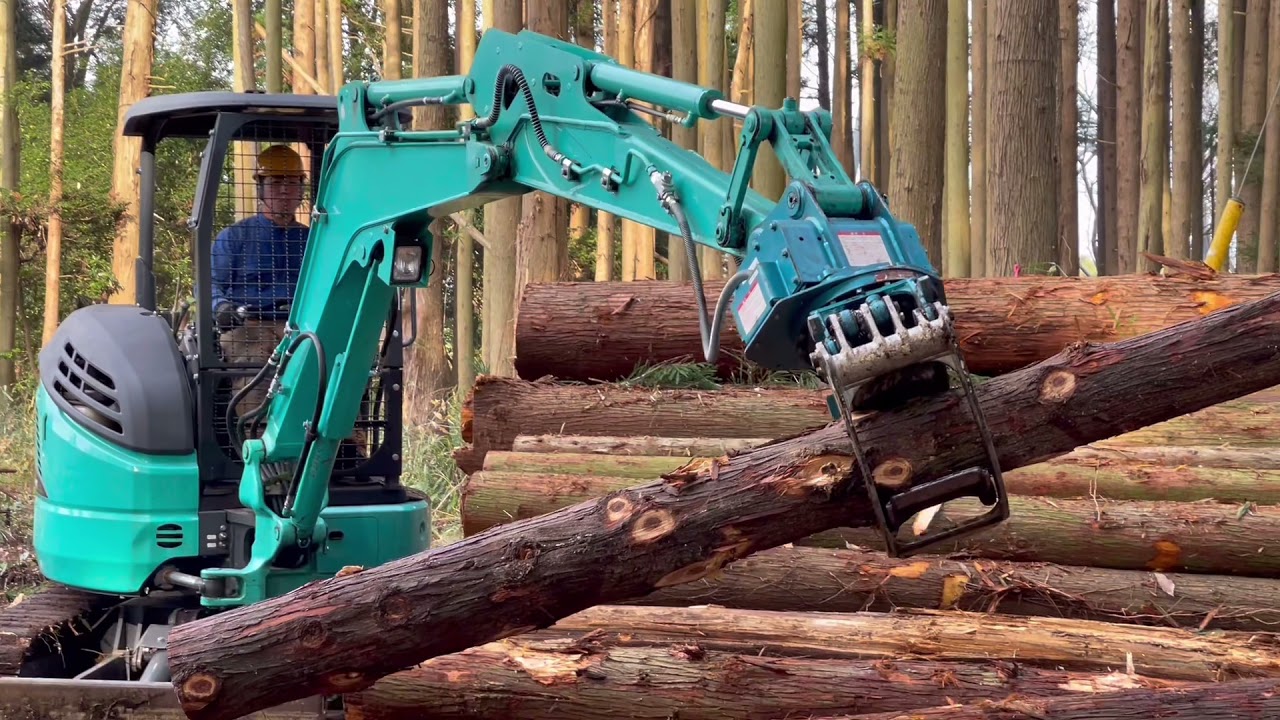 【KOBELCO SK30SR Excavator】 At Work【forestry grapple】