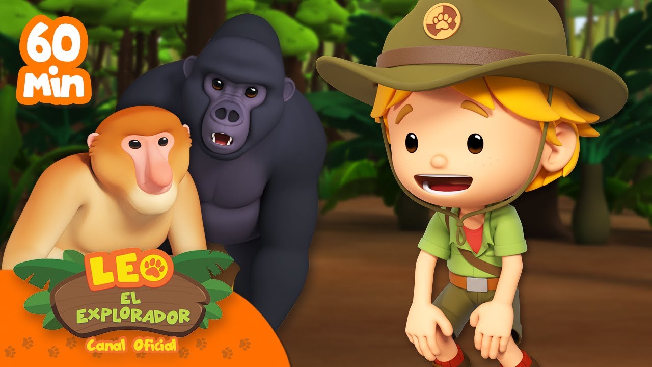 ¡1 HORA DE MONOS Y GORILAS DIVERTIDOS E INTELIGENTES! 🦍 | Leo, El Explorador | #compilación