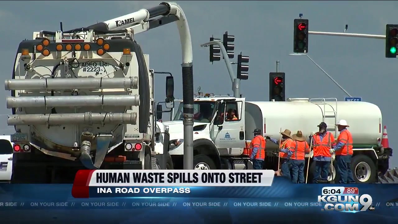 Roadways sanitized after human waste spilled Ina overpass