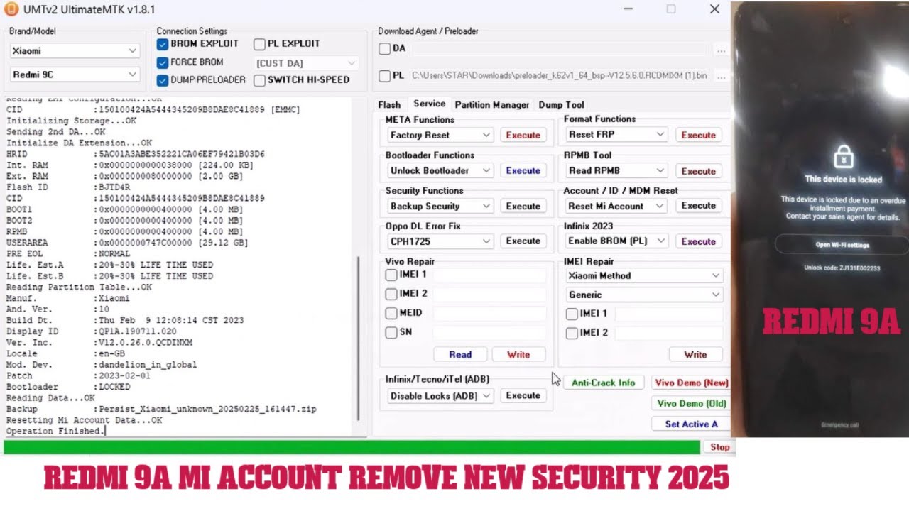 Redmi 9A Mi Account Remove New Security Umt