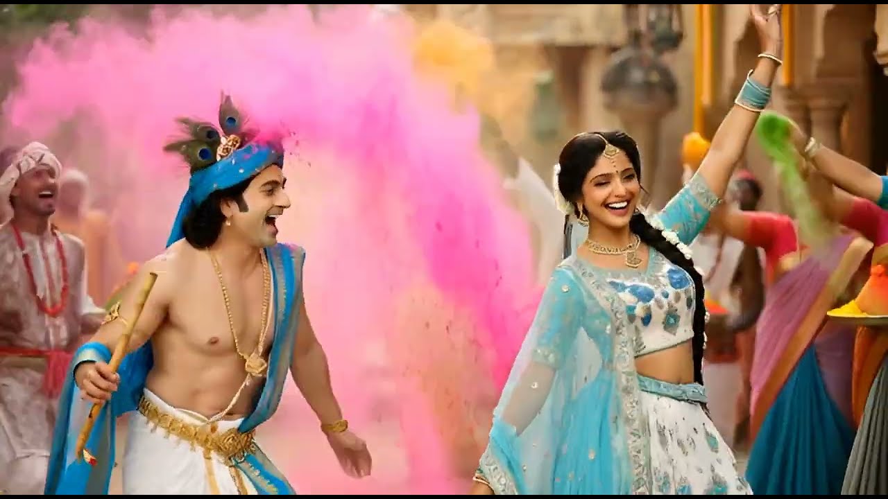 💙🤍Radha Krishna Holi special remix song Ai|Telugu song| @svlstories 