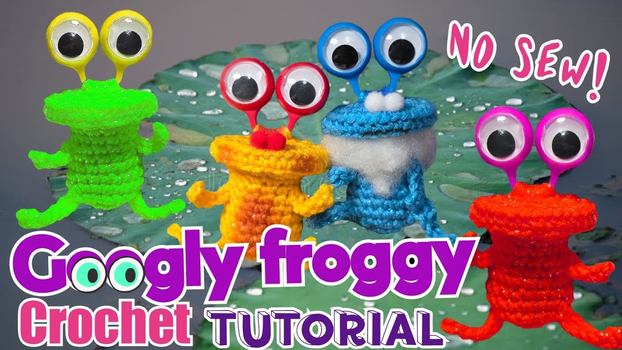 Frog Crochet Tutorial using Googly Eye Finger Puppets! NO SEW!!