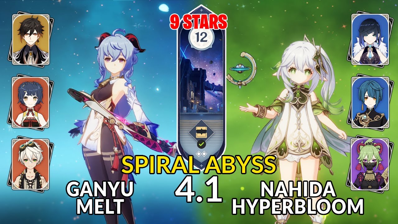 New 4.1 Abyss│C0 Ganyu Melt & C0 Nahida Hyperbloom | Floor 12 - 9 Stars | Genshin Impact