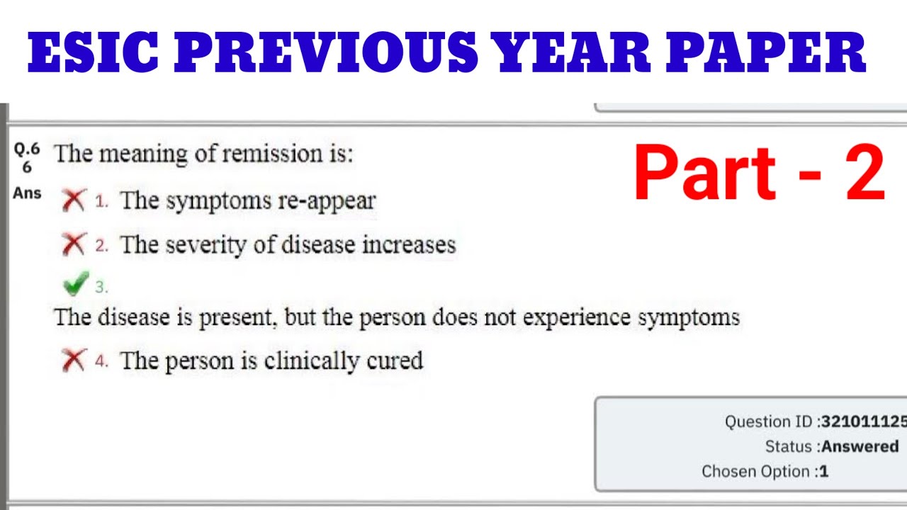 ESIC Staff Nurse Previous Year Paper | ESIC Old Paper | ESIC Previous Year Question Paper Part -2 |