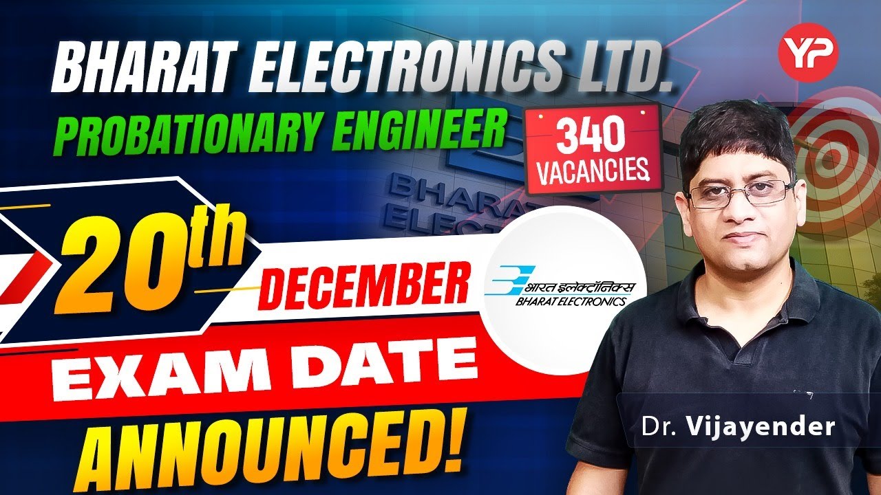BEL PE 2025 CBT Exam date announced | 20th December