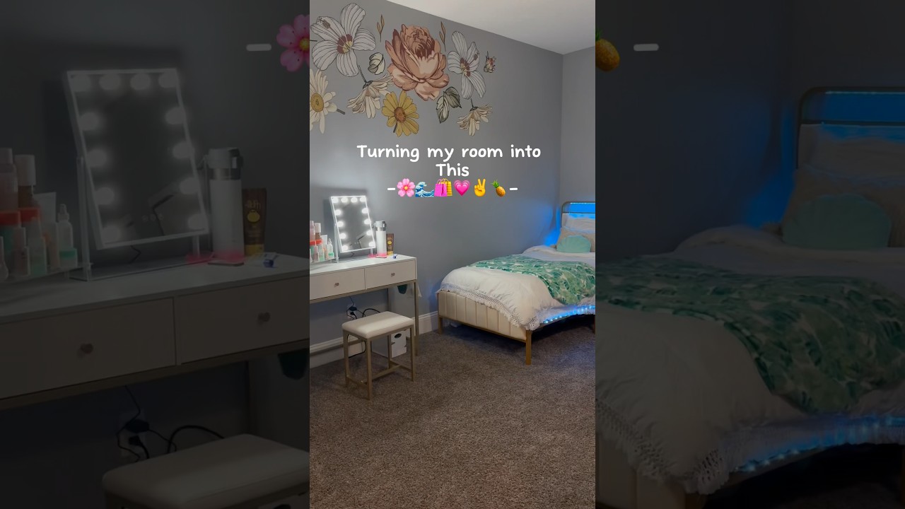 ￼ EXTREME room makeover!🌊🏄&zwj;♀️🌸✌️ #preppyaesthetic #roommakeover#beachaesthetic#shorts #fyp #fy