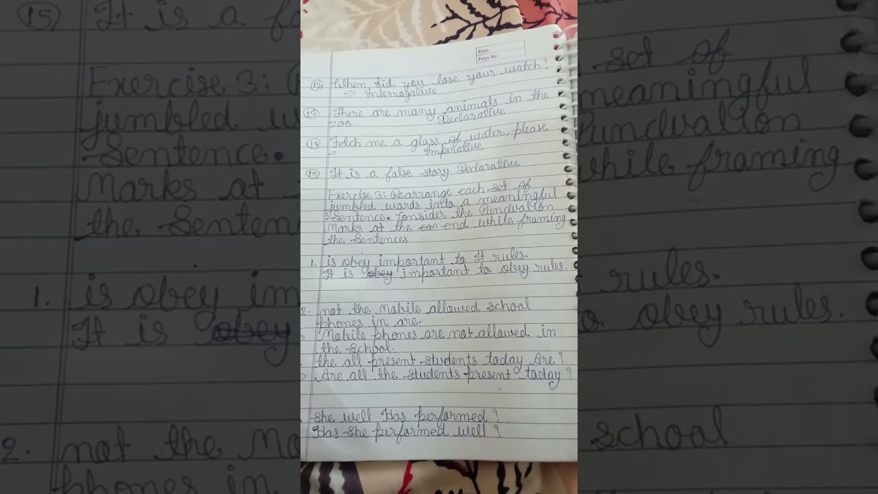 Exercise of sort kinds of sentences and rearrange the jumbled words in correct sentence 