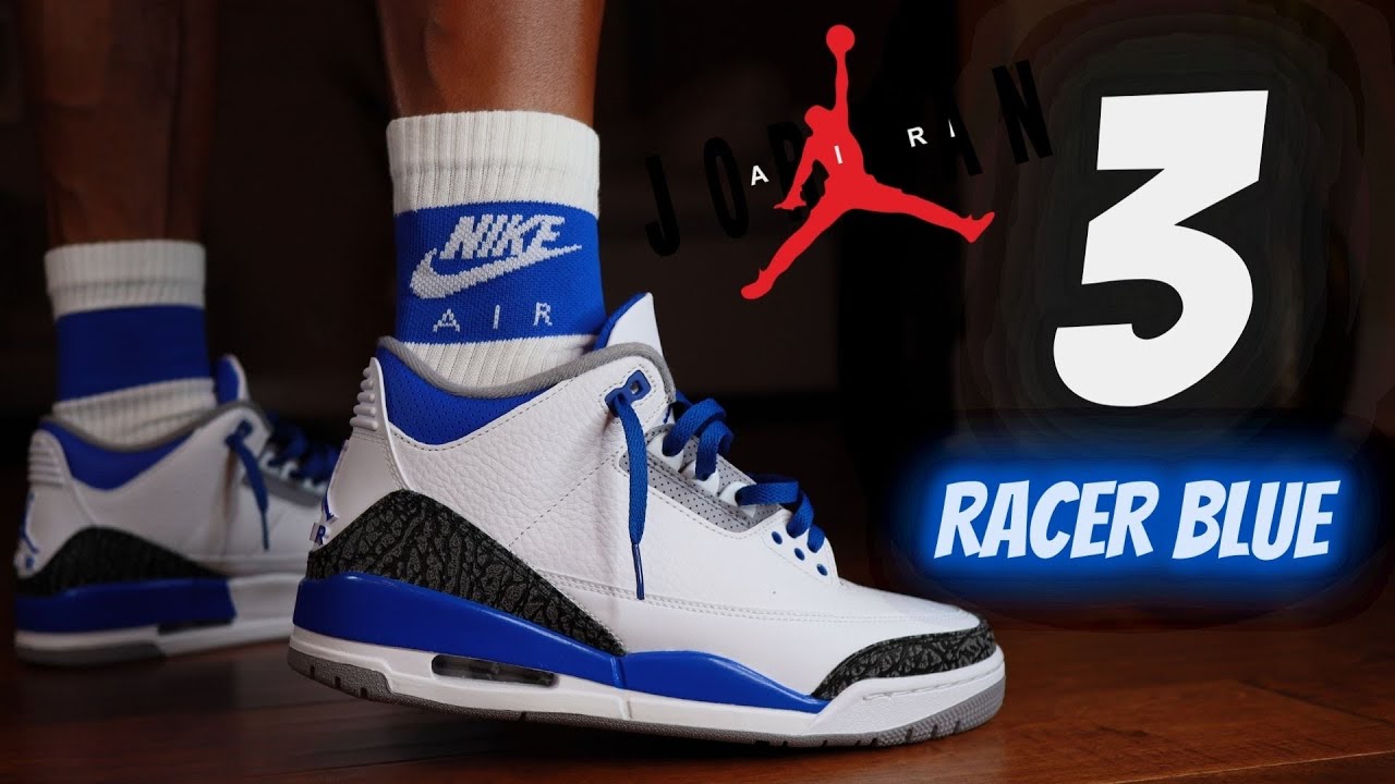 EARLY LOOK!! JORDAN 3 RACER BLUE REVIEW & ON FEET W/ LACE SWAPS!!