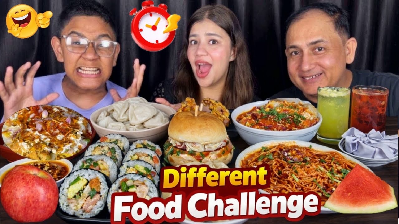 DIFFERENT FOOD EATING CHALLENGE WITH TIMER @BudaBudiVlogs @MeroNepaliKitchen 