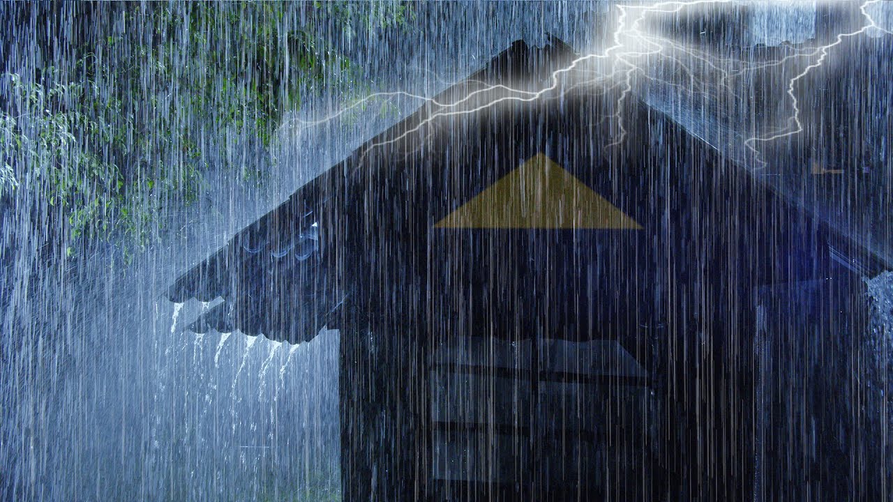 INSOMNIA RELIEF [FALL ASLEEP FAST] | Torrential Rain & Mighty Thunder Sounds on Cabin Roof at Night