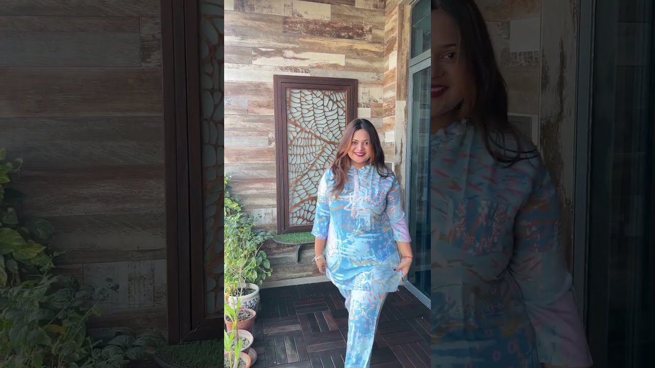 BLUE PRINTED MUSLIN CO-ORD SET