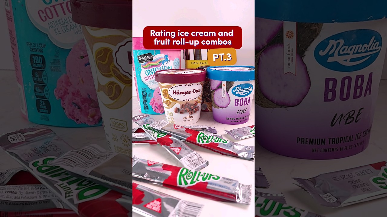 VIRAL TREND - Rating fruit roll-up and ice cream combinations pt.3🍦🍒😝 #food #icecream #shorts